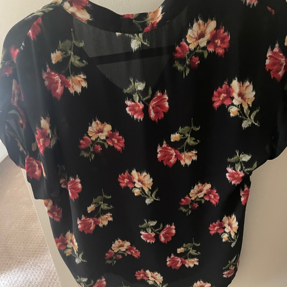 Pleione Black Floral Blouse